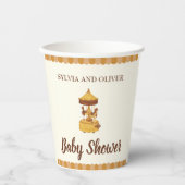 Schattigee carrousel baby shower genderneutrale pa papieren bekers (Voorkant)