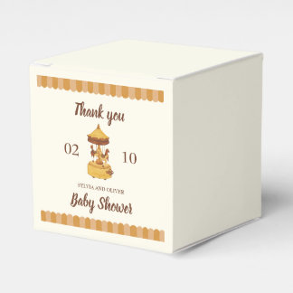 Schattigee carrousel genderneutraal baby shower bedankdoosjes