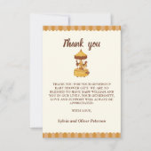 Schattigee carrousel genderneutraal baby shower bedankkaart (Voorkant)