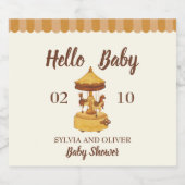 Schattigee carrousel genderneutraal baby shower bier etiket (Enkel label)