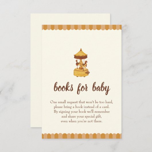 Schattigee carrousel genderneutraal baby shower informatiekaartje (Voorkant / Achterkant)