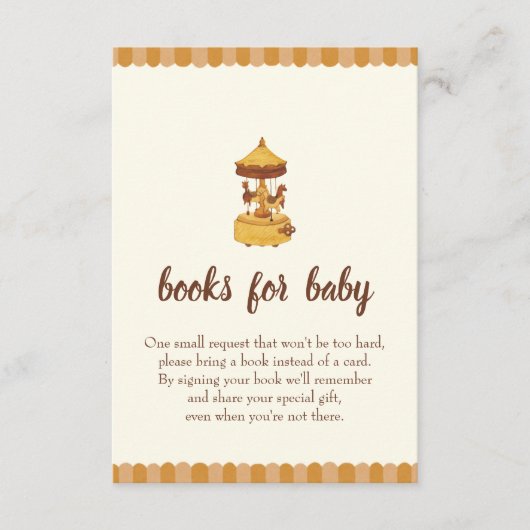 Schattigee carrousel genderneutraal baby shower informatiekaartje (Voorkant)