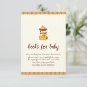 Schattigee carrousel genderneutraal baby shower informatiekaartje (Staand voorkant)