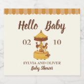 Schattigee carrousel genderneutraal baby shower likeurfles etiket (Enkel label)