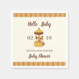 Schattigee carrousel genderneutraal baby shower servet