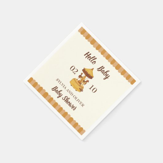 Schattigee carrousel genderneutraal baby shower servet (Hoek)