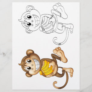 Schattigee Cartoon aap kleurplaat Flyer