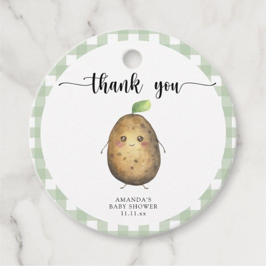 Schattigee cartoon aardappel baby shower Dank u Bedankjes Labels (Voorkant)