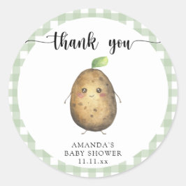 Schattigee cartoon aardappel baby shower Dank u Ronde Sticker