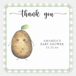 Schattigee cartoon aardappel baby shower Dank u Vierkante Sticker