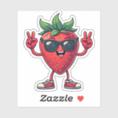 Schattigee Cartoon Aardbei Fun Aardbei met Sungla Sticker (Vel)