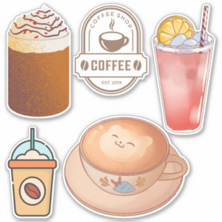 Schattigee cartoon afbeelding Drink Koffie Kawaii  Sticker