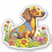 Schattigee Cartoon AI Dachshund Dog Sticker (Voorkant)
