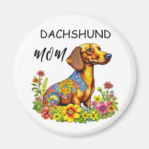 Schattigee Cartoon AI Dachshund Moeder Magneet