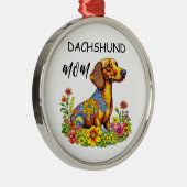 Schattigee Cartoon AI Dachshund Moeder Metalen Ornament (Rechts)