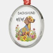 Schattigee Cartoon AI Dachshund Moeder Metalen Ornament (Links)