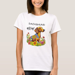 Schattigee Cartoon AI Dachshund Moeder T-shirt