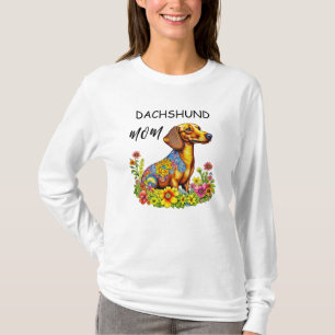 Schattigee Cartoon AI Dachshund Moeder T-shirt