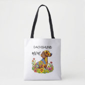 Schattigee Cartoon AI Dachshund Moeder Tote Bag (Voorkant)