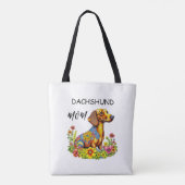 Schattigee Cartoon AI Dachshund Moeder Tote Bag (Achterkant)