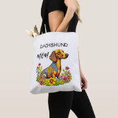 Schattigee Cartoon AI Dachshund Moeder Tote Bag (Dichtbij)