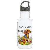 Schattigee Cartoon AI Dachshund Moeder Waterfles (Voorkant)