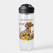Schattigee Cartoon AI Dachshund Moeder Waterfles (Voorkant)