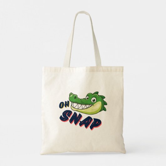 Schattigee Cartoon Alligator Snappy Oh Snap Funny  Tote Bag (Achterkant)