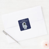 Schattigee Cartoon Amerikaanse astronaut naam labe Vierkante Sticker (Envelop)