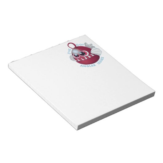 Schattigee Cartoon Anglerfish met tekst Notitieblok (Schuin)
