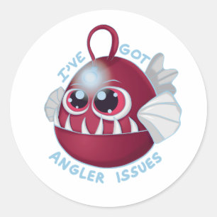 Schattigee Cartoon Anglerfish met tekst Ronde Sticker