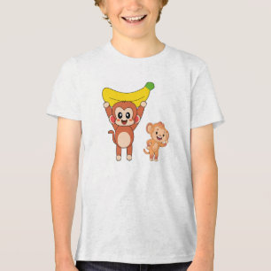 Schattigee Cartoon apen met banaan Tri-Blend Shirt