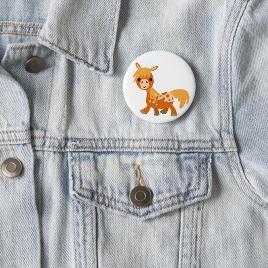 Schattigee Cartoon Appaloosa Pony Button Badge (In situ)