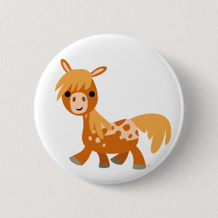 Schattigee Cartoon Appaloosa Pony Button Badge
