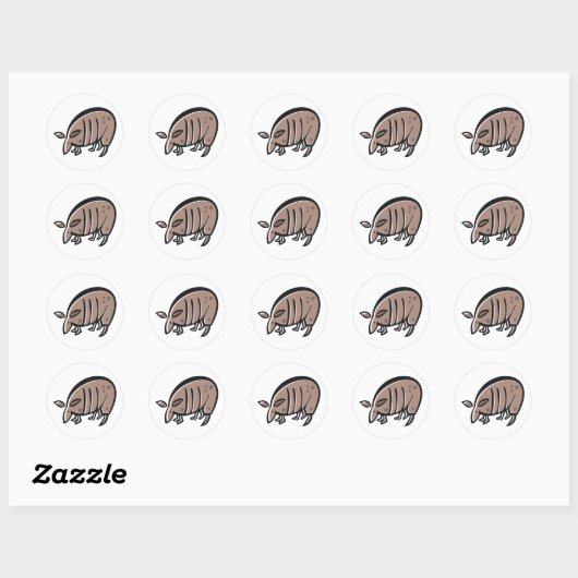 Schattigee Cartoon Armadillo Ronde Sticker (Vel)