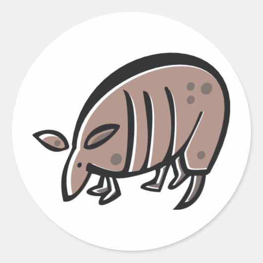 Schattigee Cartoon Armadillo Ronde Sticker (Voorkant)