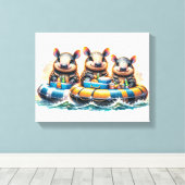 Schattigee Cartoon armadillos having plezier buize Canvas Afdruk (Insitu (Houten vloer))