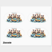 Schattigee Cartoon armadillos having plezier buize Ovale Sticker (Vel)