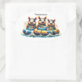 Schattigee Cartoon armadillos having plezier buize Ovale Sticker (Tas)