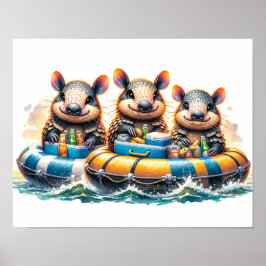 Schattigee Cartoon armadillos having plezier buize Poster