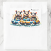 Schattigee Cartoon armadillos having plezier buize Rechthoekige Sticker (Tas)