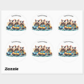 Schattigee Cartoon armadillos having plezier buize Ronde Sticker (Vel)