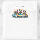 Schattigee Cartoon armadillos having plezier buize Ronde Sticker (Tas)