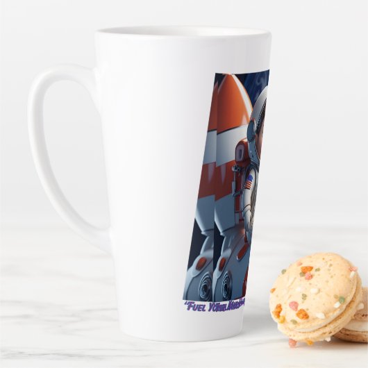 Schattigee Cartoon Astronaut Rocket Kinder Ruimte  Latte Mok (In situ)
