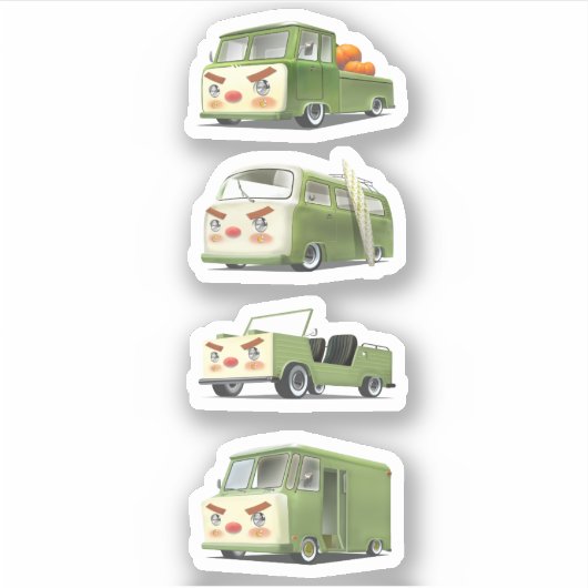 Schattigee Cartoon auto's opstelling Sticker (Voorkant)