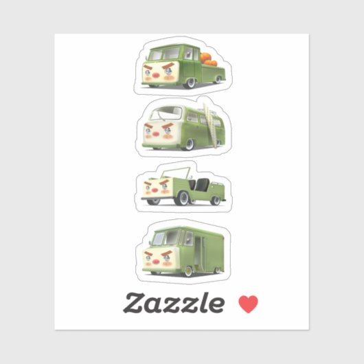 Schattigee Cartoon auto's opstelling Sticker (Vel)