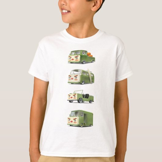 Schattigee Cartoon auto's opstelling T-shirt (Voorkant)
