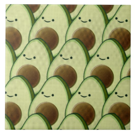 Schattigee Cartoon Avocado Decoratief Individueel Tegeltje (Voorkant)