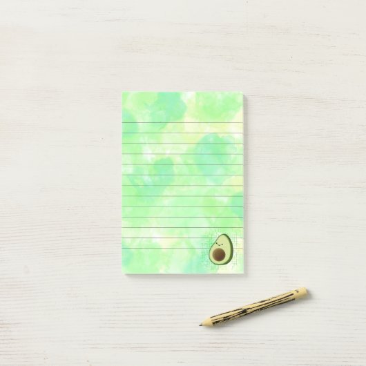Schattigee Cartoon avocado Waterverf achtergrond b Post-it® Notes (Op bureau)