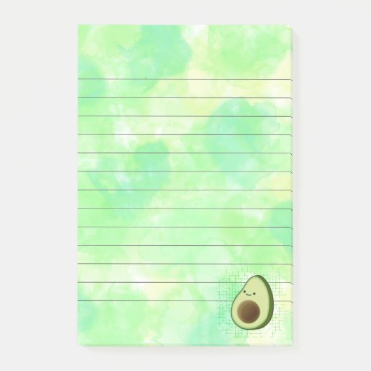 Schattigee Cartoon avocado Waterverf achtergrond b Post-it® Notes (Voorkant)